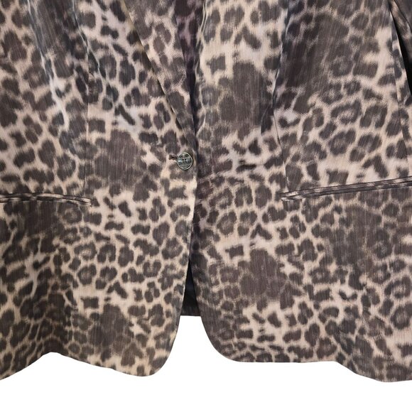 NWT Calvin Klein Leopard Print Ruched Sleeve One Button Jacket Size 2XL - Picture 5 of 8